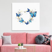 Sieraden Hart met Vlinders Morpho Canvas Afdruk (Insitu (Woonkamer))
