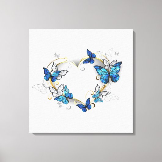 Sieraden Hart met Vlinders Morpho Canvas Afdruk (Voorkant)