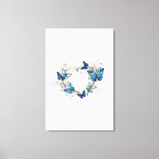 Sieraden Hart met Vlinders Morpho Canvas Afdruk (Voorkant)