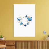 Sieraden Hart met Vlinders Morpho Canvas Afdruk (Insitu (Woonkamer))