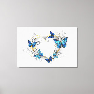 Sieraden Hart met Vlinders Morpho Canvas Afdruk