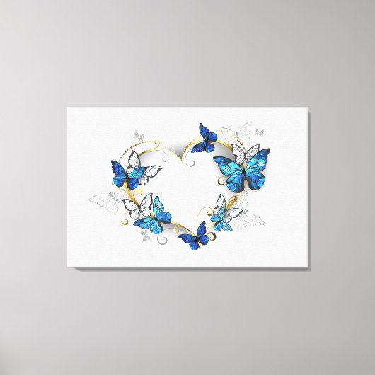 Sieraden Hart met Vlinders Morpho Canvas Afdruk (Voorkant)