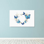 Sieraden Hart met Vlinders Morpho Canvas Afdruk (Insitu (Houten vloer))