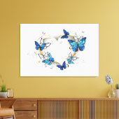 Sieraden Hart met Vlinders Morpho Canvas Afdruk (Insitu (Woonkamer))