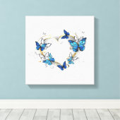 Sieraden Hart met Vlinders Morpho Canvas Afdruk (Insitu (Houten vloer))