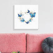 Sieraden Hart met Vlinders Morpho Canvas Afdruk (Insitu (Woonkamer))