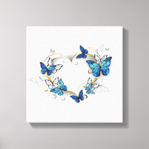 Sieraden Hart met Vlinders Morpho Canvas Afdruk