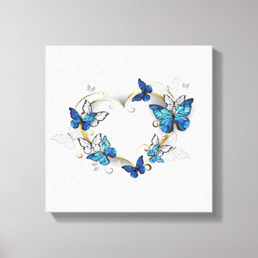 Sieraden Hart met Vlinders Morpho Canvas Afdruk (Voorkant)