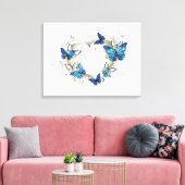 Sieraden Hart met Vlinders Morpho Canvas Afdruk (Insitu (Woonkamer))