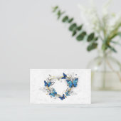 Sieraden Hart met Vlinders Morpho Contactkaartje (Staand voorkant)