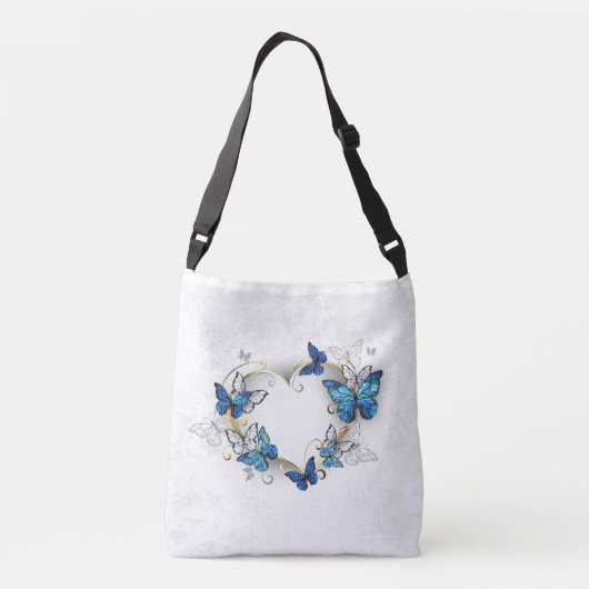 Sieraden Hart met Vlinders Morpho Crossbody Tas (Achterkant)