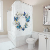 Sieraden Hart met Vlinders Morpho Douchegordijn (In situ)