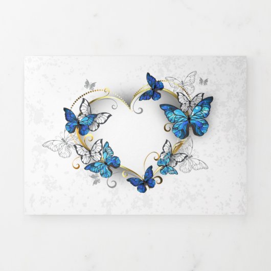 Sieraden Hart met Vlinders Morpho Drieluik Wenskaart (Cover)