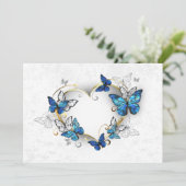 Sieraden Hart met Vlinders Morpho Feestdagenkaart (Staand voorkant)