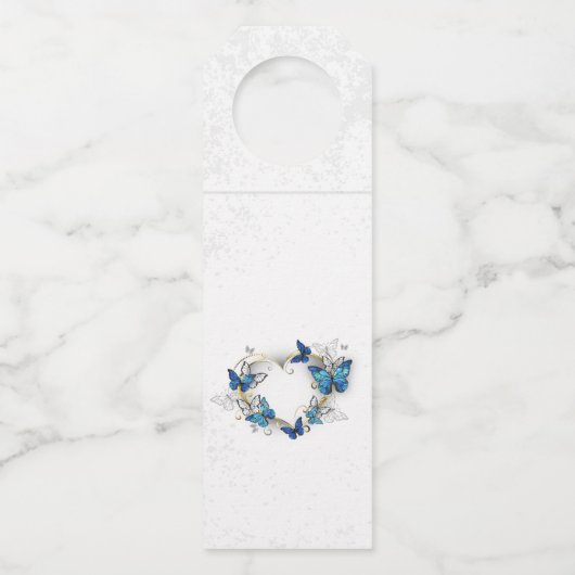 Sieraden Hart met Vlinders Morpho Flessenhanger (Voorkant)