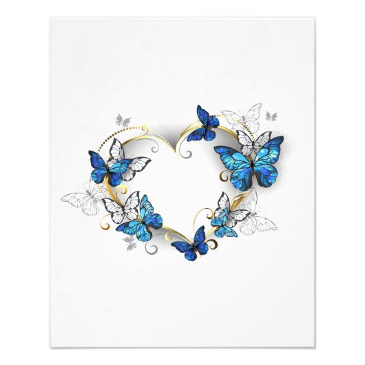 Sieraden Hart met Vlinders Morpho Foto Afdruk (Voorkant)