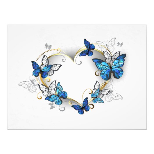 Sieraden Hart met Vlinders Morpho Foto Afdruk (Voorkant)
