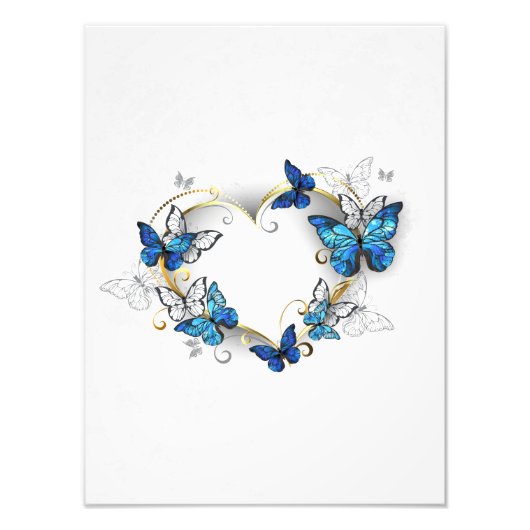 Sieraden Hart met Vlinders Morpho Foto Afdruk (Voorkant)