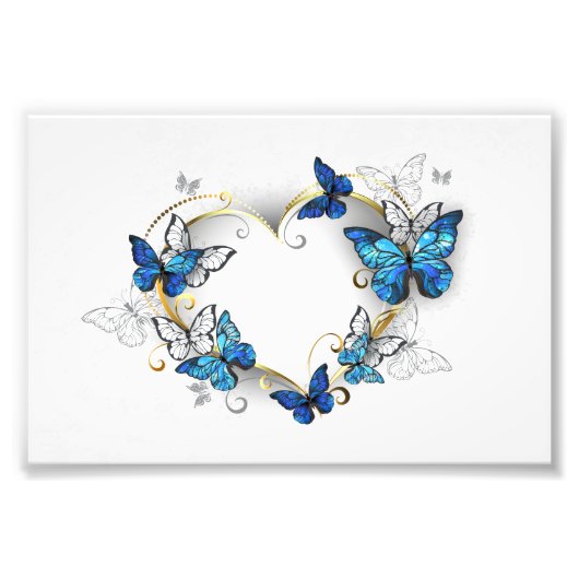 Sieraden Hart met Vlinders Morpho Foto Afdruk (Voorkant)