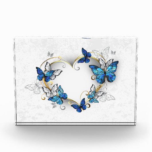 Sieraden Hart met Vlinders Morpho Fotoblokken (Voorkant)