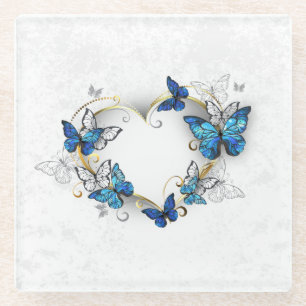 Sieraden Hart met Vlinders Morpho Glazen Onderzetter