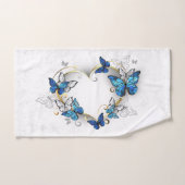 Sieraden Hart met Vlinders Morpho Handdoek (Handdoek)