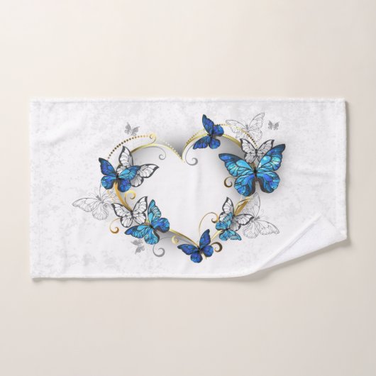 Sieraden Hart met Vlinders Morpho Handdoek (Handdoek)