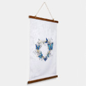 Sieraden Hart met Vlinders Morpho Hangend Wandkleed (Gebogen)