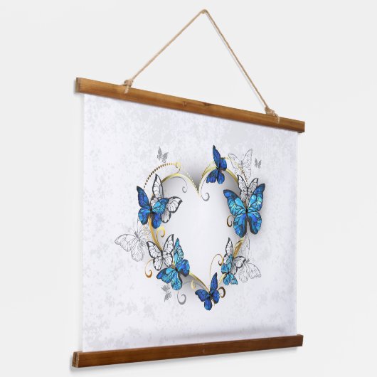 Sieraden Hart met Vlinders Morpho Hangend Wandkleed (Gebogen)