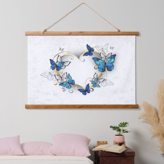 Sieraden Hart met Vlinders Morpho Hangend Wandkleed (Slaapkamer)