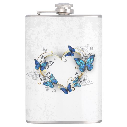 Sieraden Hart met Vlinders Morpho Heupfles (Voorkant)