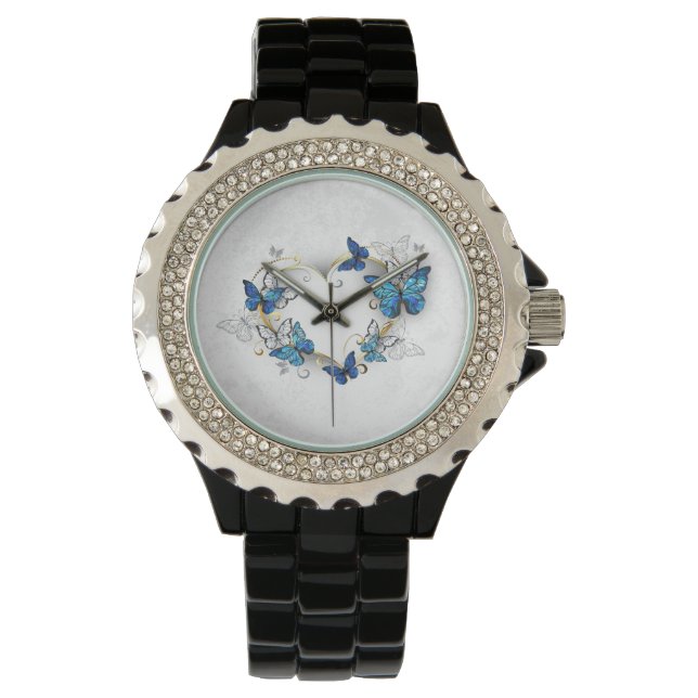 Sieraden Hart met Vlinders Morpho Horloge (Voorkant)