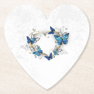 Sieraden Hart met Vlinders Morpho Kartonnen Onderzetters