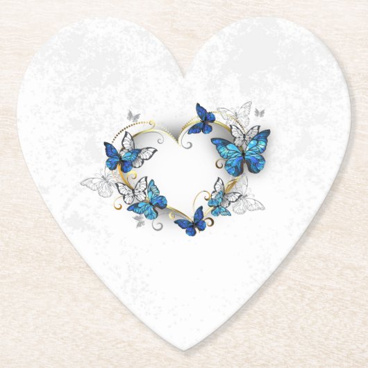 Sieraden Hart met Vlinders Morpho Kartonnen Onderzetters (Voorkant)