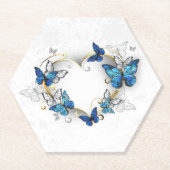 Sieraden Hart met Vlinders Morpho Kartonnen Onderzetters (Voorkant)