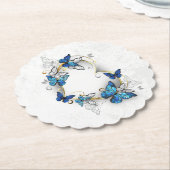 Sieraden Hart met Vlinders Morpho Kartonnen Onderzetters (Gekanteld)