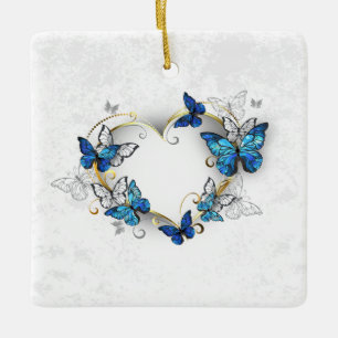Sieraden Hart met Vlinders Morpho Keramisch Ornament