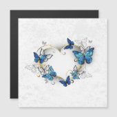Sieraden Hart met Vlinders Morpho Magnetische Uitnodiging (Voorkant / Achterkant)
