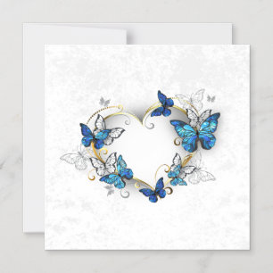 Sieraden Hart met Vlinders Morpho Magnetische Uitnodiging