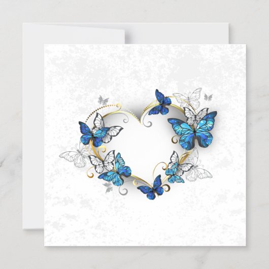 Sieraden Hart met Vlinders Morpho Magnetische Uitnodiging (Voorkant)