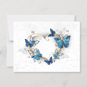 Sieraden Hart met Vlinders Morpho Magnetische Uitnodiging