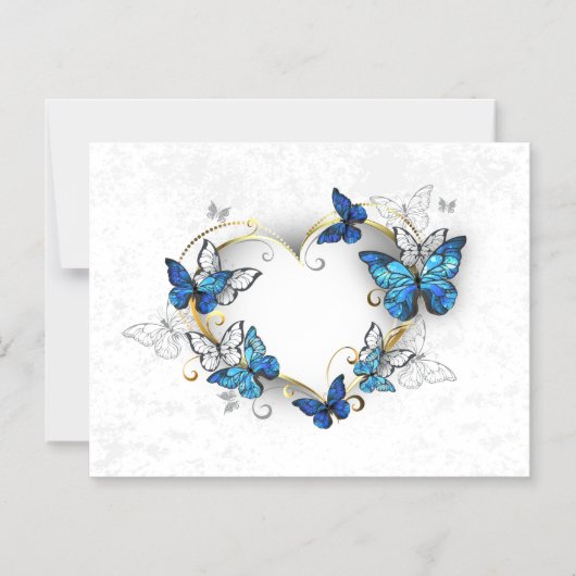 Sieraden Hart met Vlinders Morpho Magnetische Uitnodiging (Voorkant)