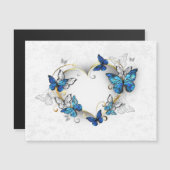 Sieraden Hart met Vlinders Morpho Magnetische Uitnodiging (Voorkant / Achterkant)