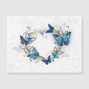 Sieraden Hart met Vlinders Morpho Magnetische Uitnodiging