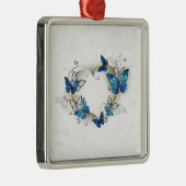 Sieraden Hart met Vlinders Morpho Metalen Ornament (Rechts)