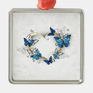Sieraden Hart met Vlinders Morpho Metalen Ornament