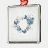 Sieraden Hart met Vlinders Morpho Metalen Ornament (Links)