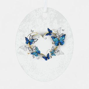 Sieraden Hart met Vlinders Morpho Metalen Ornament