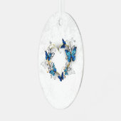 Sieraden Hart met Vlinders Morpho Metalen Ornament (Voorkant links)