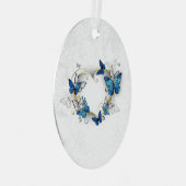 Sieraden Hart met Vlinders Morpho Metalen Ornament (Voorkant Rechts)